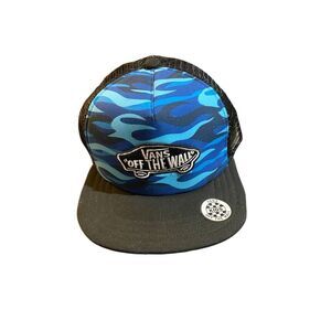 NWT vans boys, classic Patchwork, black and blue snapback trucker baseball hat